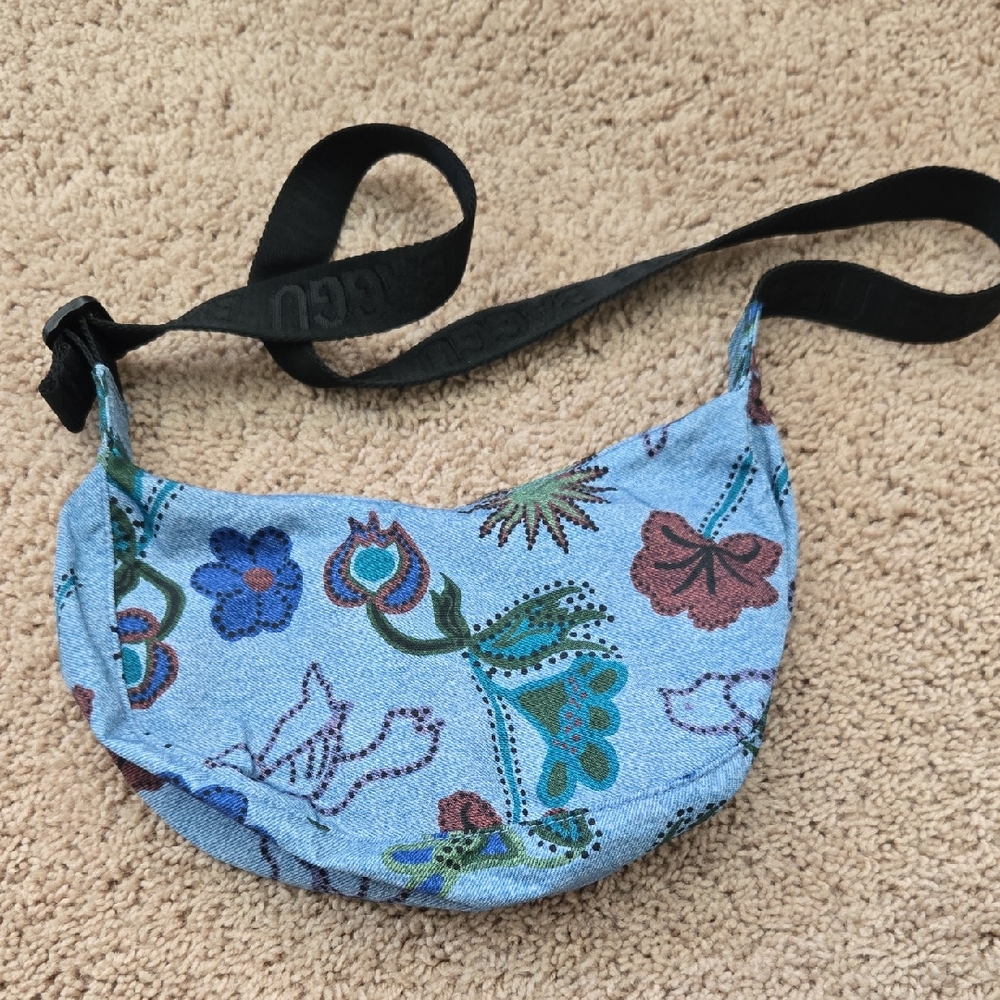 BAGGU Digital Denim Bird Small Crecent Crossbody
